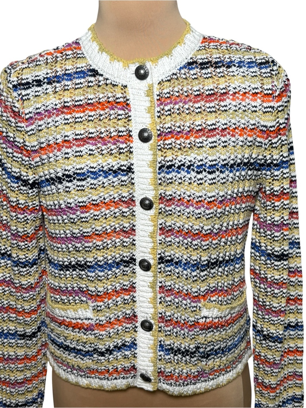NIC+ZOE Multicolor Knit Cardigan Sweater Small Textured Button Front Jacket